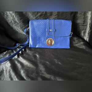 Blue unbranded faux-leather crossbody purse